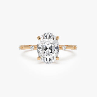 Emerald Pave Engagement Ring – 1 CT Lab Grown Diamond
