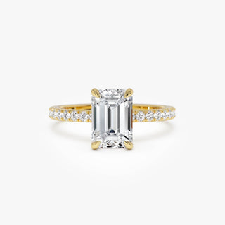 Emerald Pave Engagement Ring – 1 CT Lab Grown Diamond