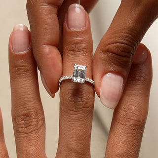 Emerald Pave Engagement Ring – 1 CT Lab Grown Diamond