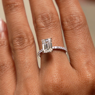Emerald Pave Engagement Ring – 1 CT Lab Grown Diamond