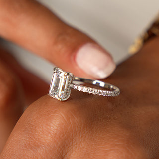 Emerald Pave Engagement Ring – 1 CT Lab Grown Diamond
