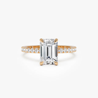 Emerald Pave Engagement Ring – 1 CT Lab Grown Diamond