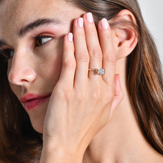 Emerald Pave Engagement Ring – 1 CT Lab Grown Diamond