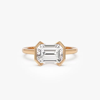 Emerald Pave Engagement Ring – 1 CT Lab Grown Diamond