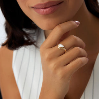 Emerald Pave Engagement Ring – 1 CT Lab Grown Diamond