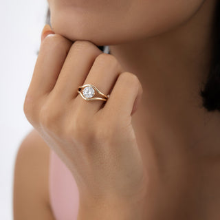 Emerald Pave Engagement Ring – 1 CT Lab Grown Diamond
