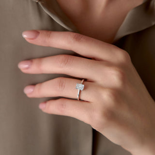 Emerald Pave Engagement Ring – 1 CT Lab Grown Diamond