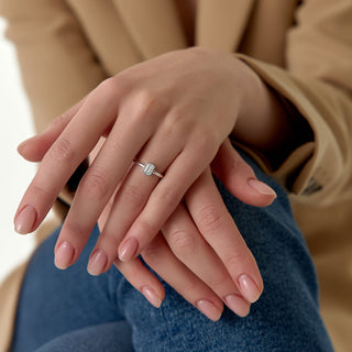 Emerald Pave Engagement Ring – 1 CT Lab Grown Diamond