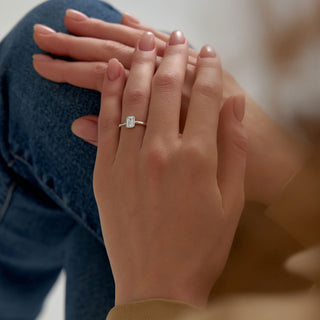 Emerald Pave Engagement Ring – 1 CT Lab Grown Diamond