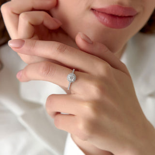 Emerald Pave Engagement Ring – 1 CT Lab Grown Diamond