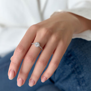 Emerald Pave Engagement Ring – 1 CT Lab Grown Diamond