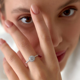 Emerald Pave Engagement Ring – 1 CT Lab Grown Diamond