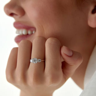 Emerald Pave Engagement Ring – 1 CT Lab Grown Diamond