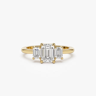 Emerald Pave Engagement Ring – 1 CT Lab Grown Diamond
