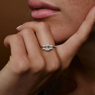 Emerald Pave Engagement Ring – 1 CT Lab Grown Diamond
