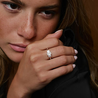 Emerald Pave Engagement Ring – 1 CT Lab Grown Diamond