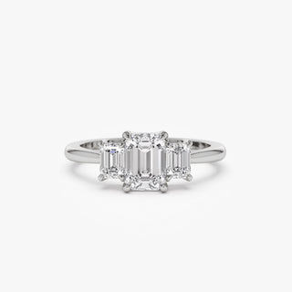 Emerald Pave Engagement Ring – 1 CT Lab Grown Diamond