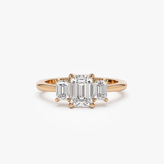 Emerald Pave Engagement Ring – 1 CT Lab Grown Diamond