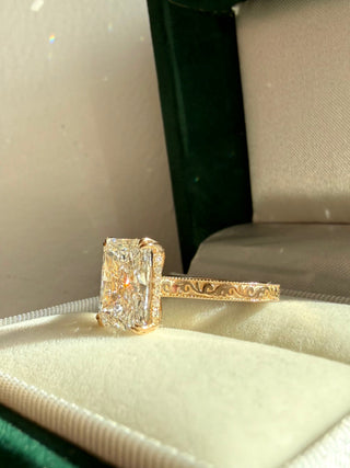 Emerald Pave Engagement Ring – 1 CT Lab Grown Diamond