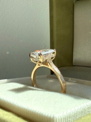 Emerald Pave Engagement Ring – 1 CT Lab Grown Diamond