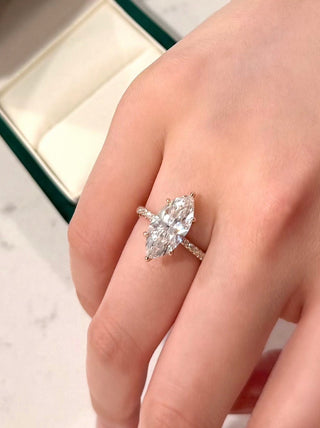 Emerald Pave Engagement Ring – 1 CT Lab Grown Diamond