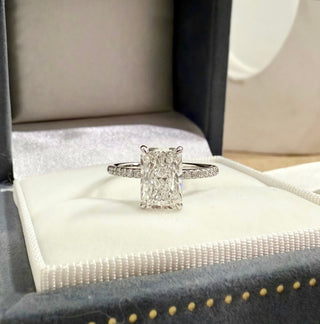 Emerald Pave Engagement Ring – 1 CT Lab Grown Diamond