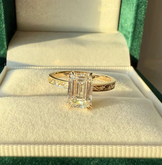 Emerald Pave Engagement Ring – 1 CT Lab Grown Diamond