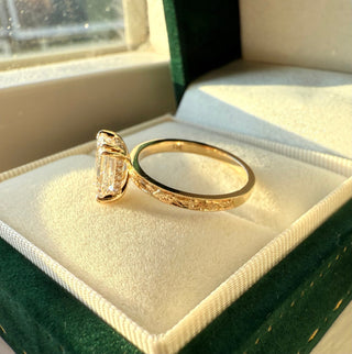 Emerald Pave Engagement Ring – 1 CT Lab Grown Diamond