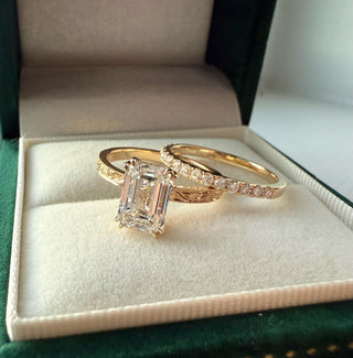 Emerald Pave Engagement Ring – 1 CT Lab Grown Diamond