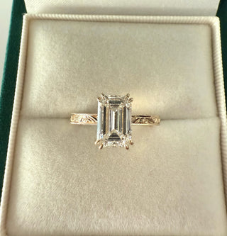 Emerald Pave Engagement Ring – 1 CT Lab Grown Diamond