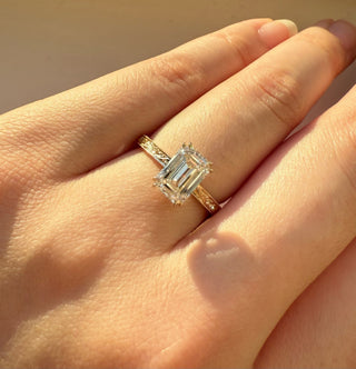 Emerald Pave Engagement Ring – 1 CT Lab Grown Diamond