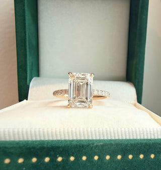 Emerald Pave Engagement Ring – 1 CT Lab Grown Diamond