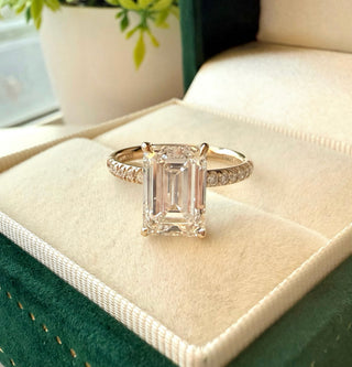 Emerald Pave Engagement Ring – 1 CT Lab Grown Diamond