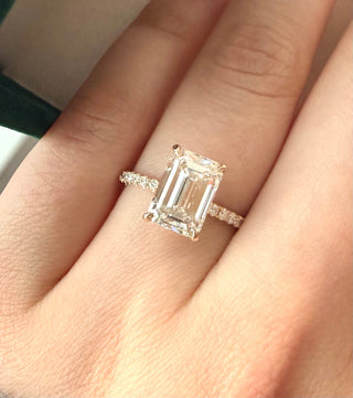 Emerald Pave Engagement Ring – 1 CT Lab Grown Diamond