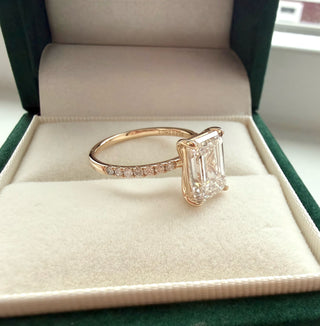 Emerald Pave Engagement Ring – 1 CT Lab Grown Diamond