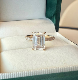 Emerald Pave Engagement Ring – 1 CT Lab Grown Diamond