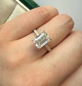 Emerald Pave Engagement Ring – 1 CT Lab Grown Diamond