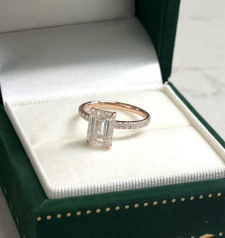 Emerald Pave Engagement Ring – 1 CT Lab Grown Diamond