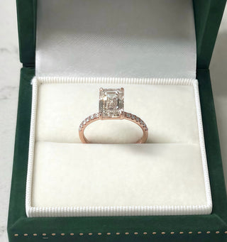 Emerald Pave Engagement Ring – 1 CT Lab Grown Diamond