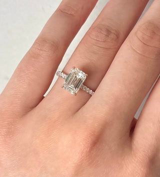 Emerald Pave Engagement Ring – 1 CT Lab Grown Diamond