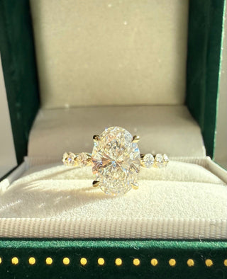 Emerald Pave Engagement Ring – 1 CT Lab Grown Diamond