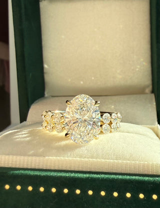 Emerald Pave Engagement Ring – 1 CT Lab Grown Diamond