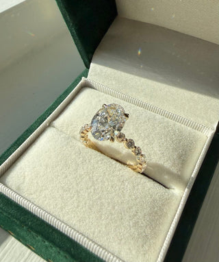 Emerald Pave Engagement Ring – 1 CT Lab Grown Diamond
