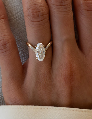 3 CT Moval Swirl Pave Lab Grown Engagement Ring