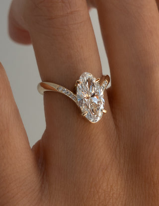 3 CT Moval Swirl Pave Lab Grown Engagement Ring