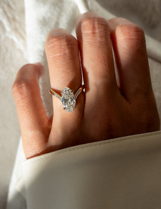 3 CT Moval Swirl Pave Lab Grown Engagement Ring
