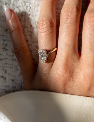 3 CT Moval Swirl Pave Lab Grown Engagement Ring