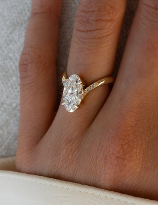 3 CT Moval Swirl Pave Lab Grown Engagement Ring