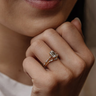 2 CT Emerald Pave Moissanite Engagement Ring