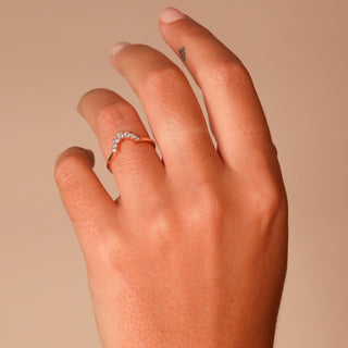 0.35 TCW Round Diamond Curved Pave DEF/VVS Lab Grown Wedding Band